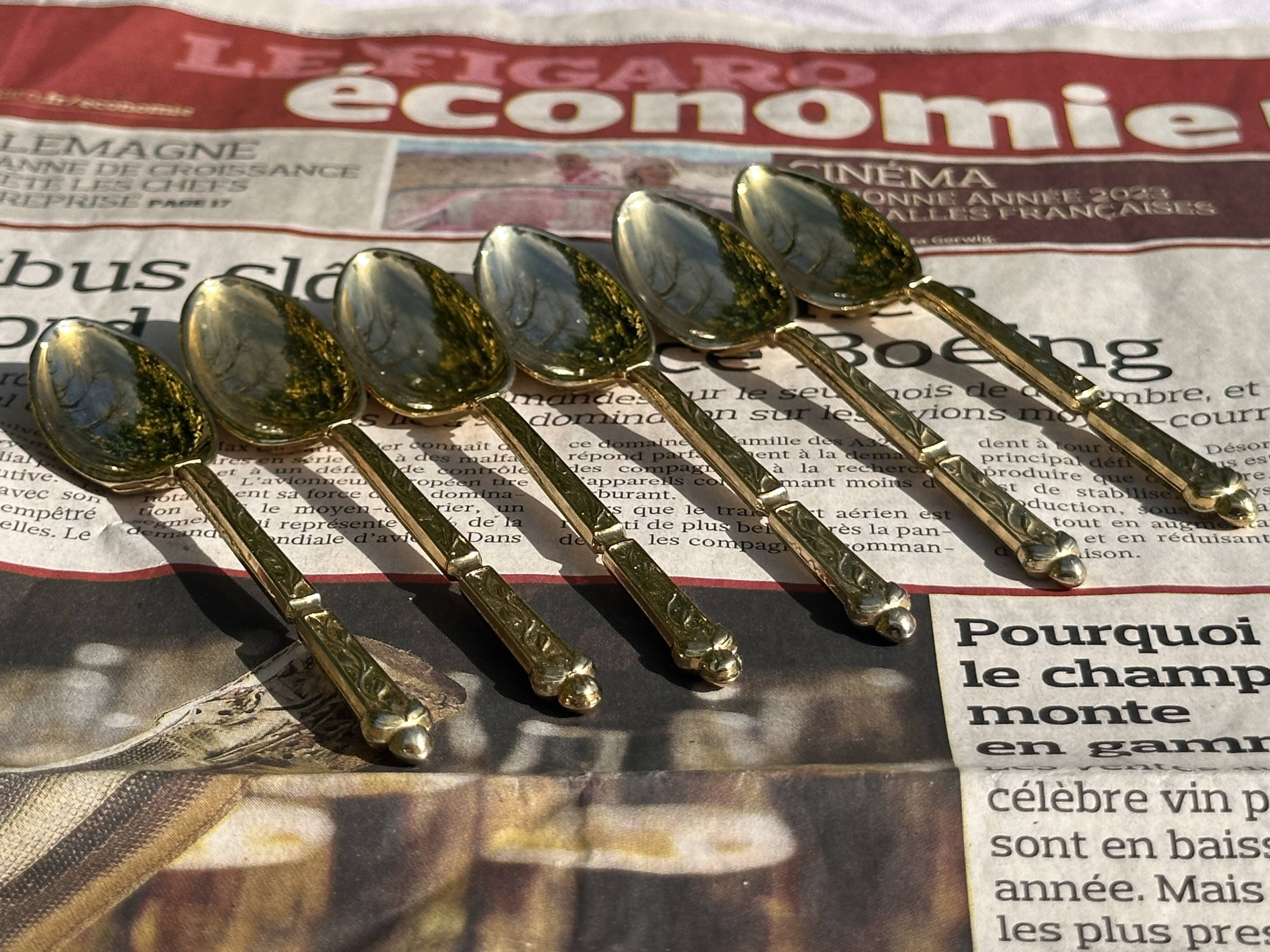 Set of 6 Vintage Gold Moka Spoons - Tableware - Coffee Spoons