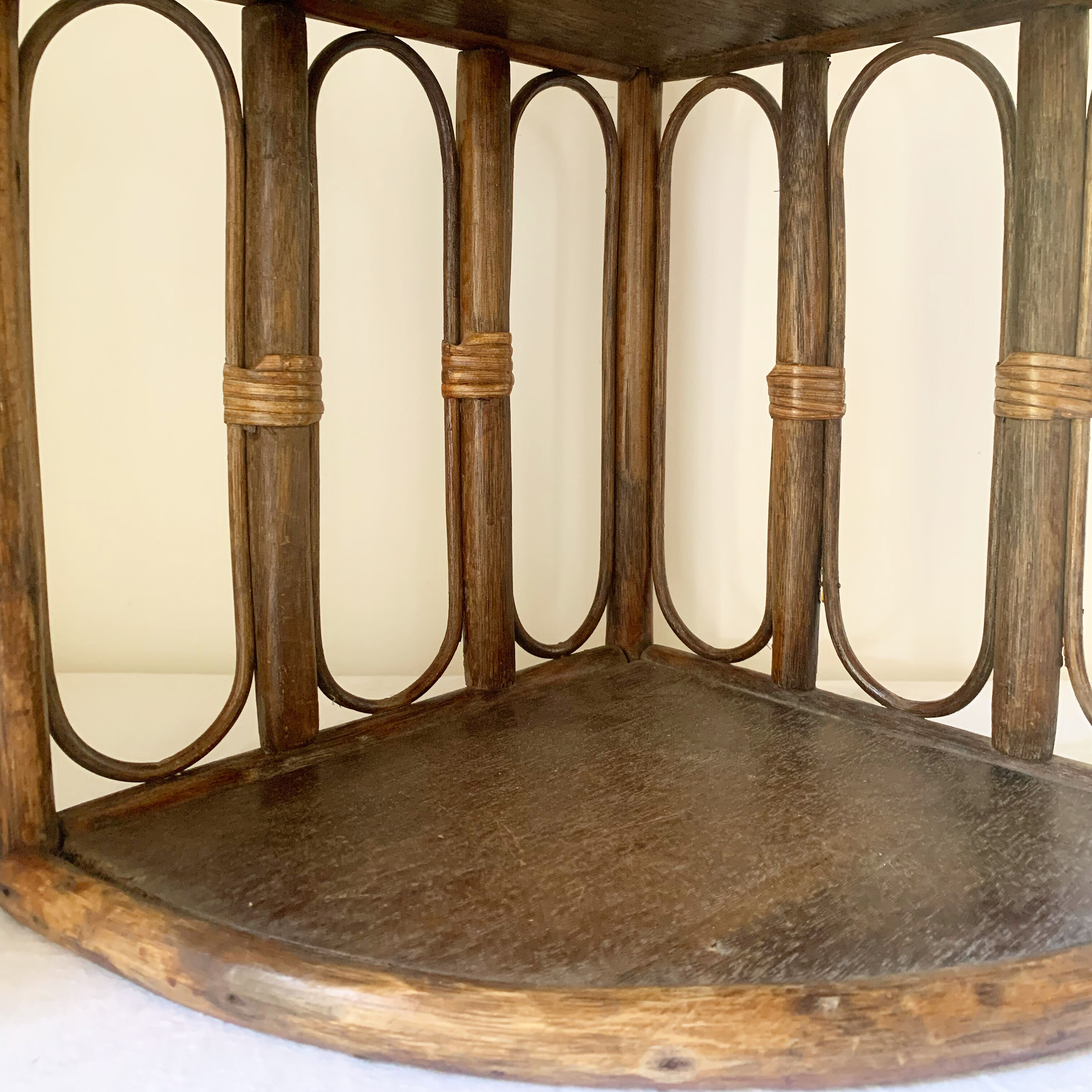 Rattan corner shelf