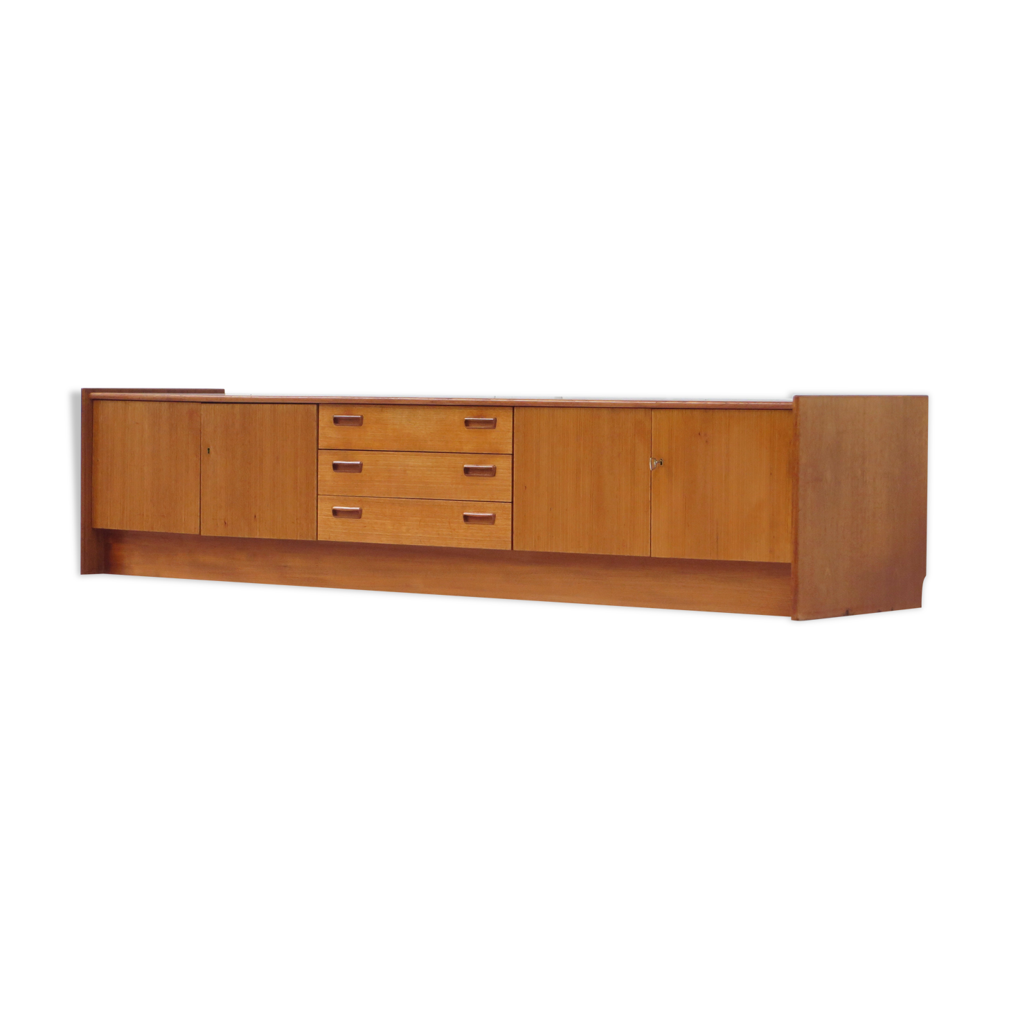 Lowboard with 3 drawers and 4 doors made of teak, 1960s