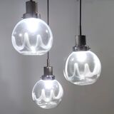 Murano glass and varnished metal 3-light pendant by Toni Zuccheri for Venini