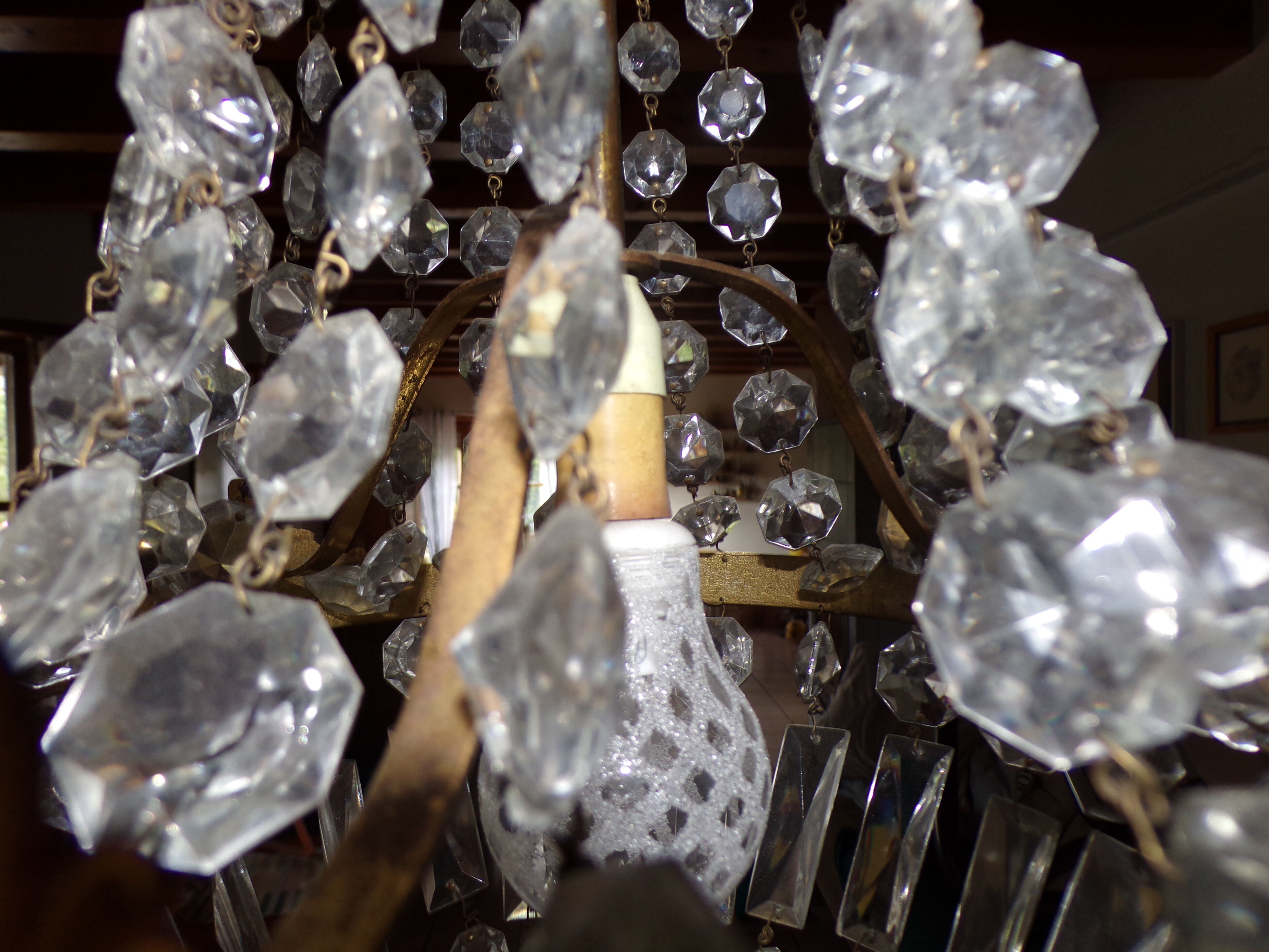 Hot air balloon chandelier with stamps