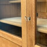 Parisian glass cabinet in solid raw oak, 1950