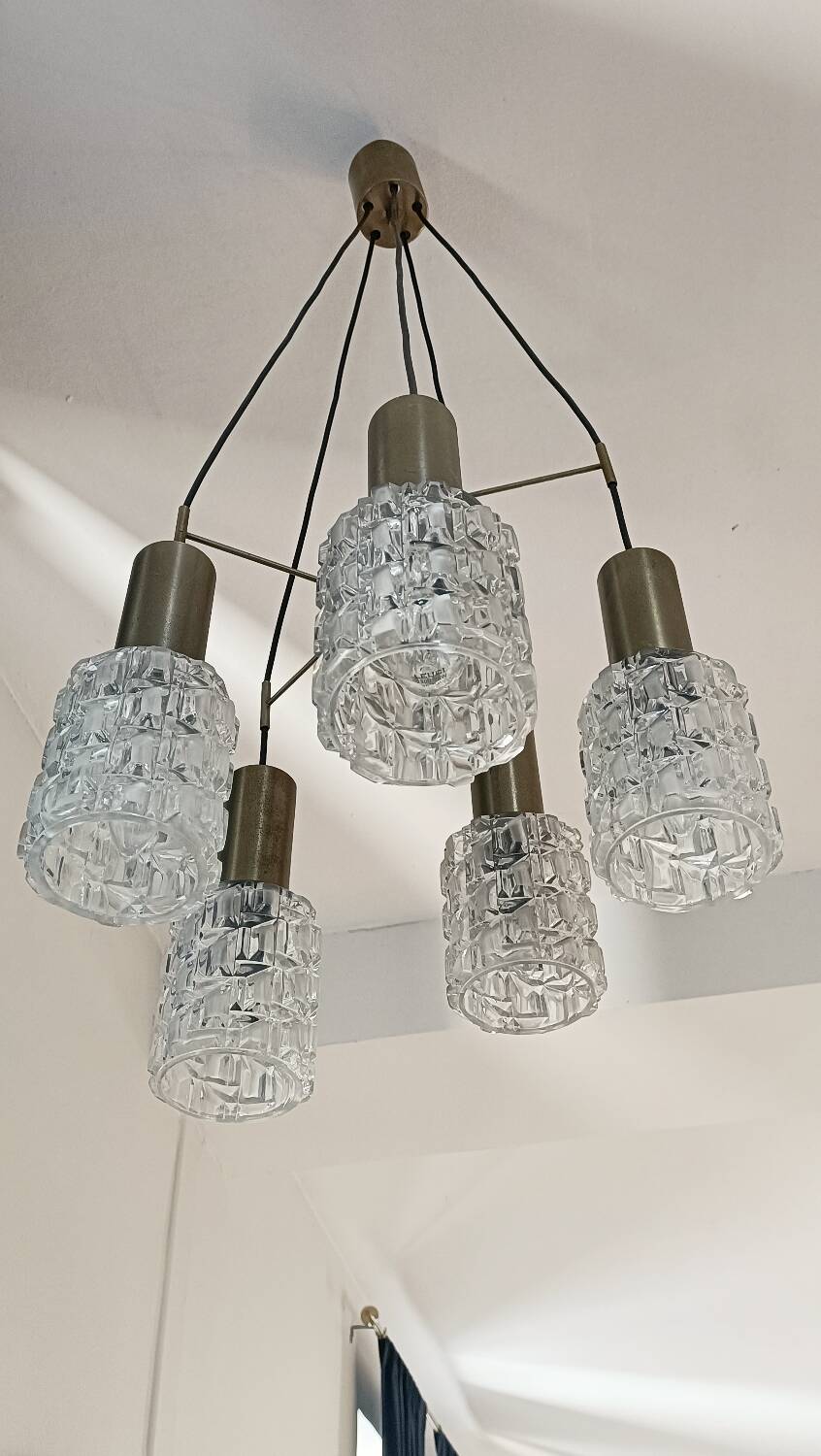 5-light gold waterfall chandelier