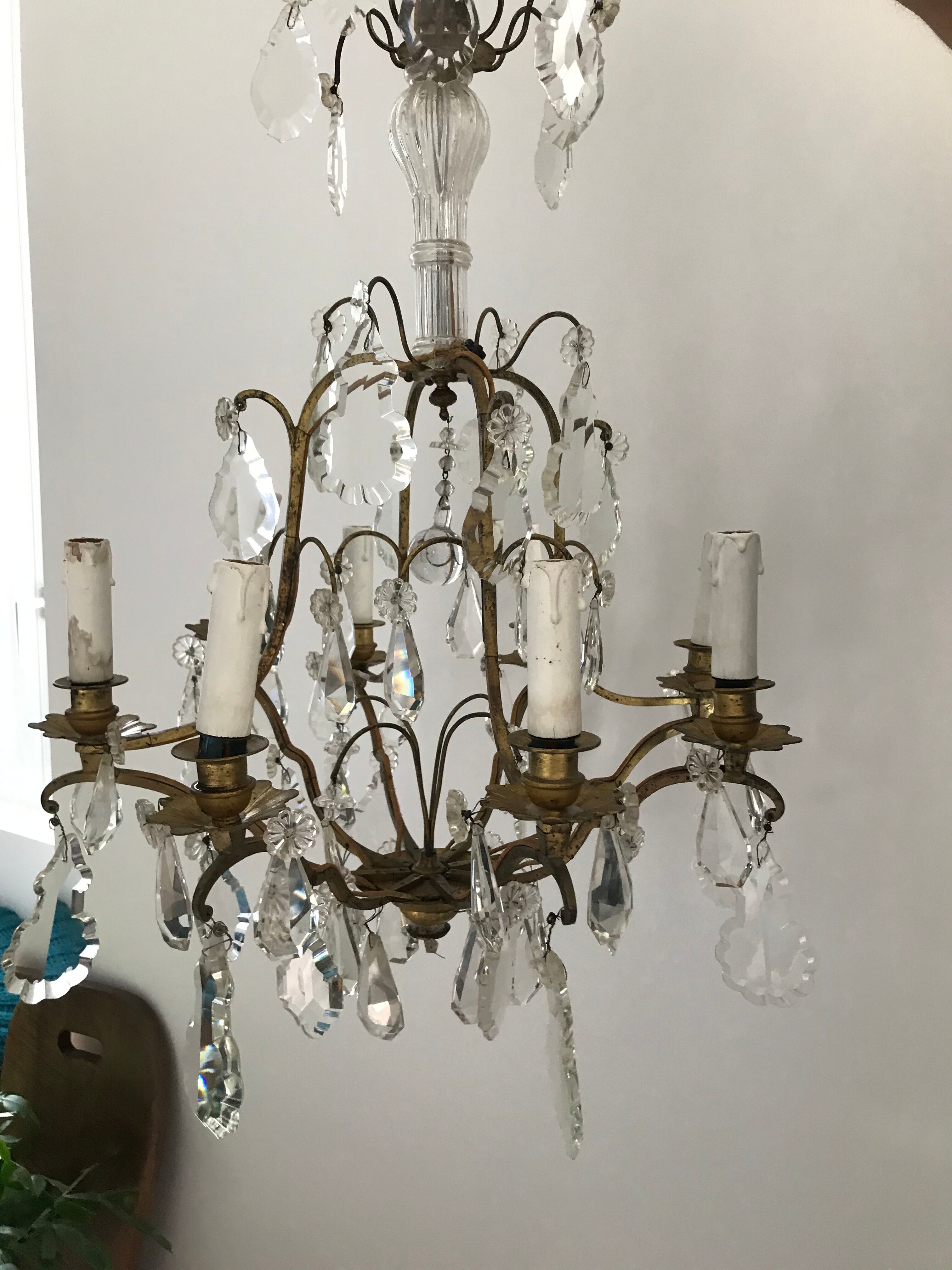 8-arm golden bronze chandelier