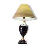 black glazed and gold ceramic lamp