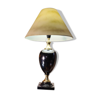 black glazed and gold ceramic lamp
