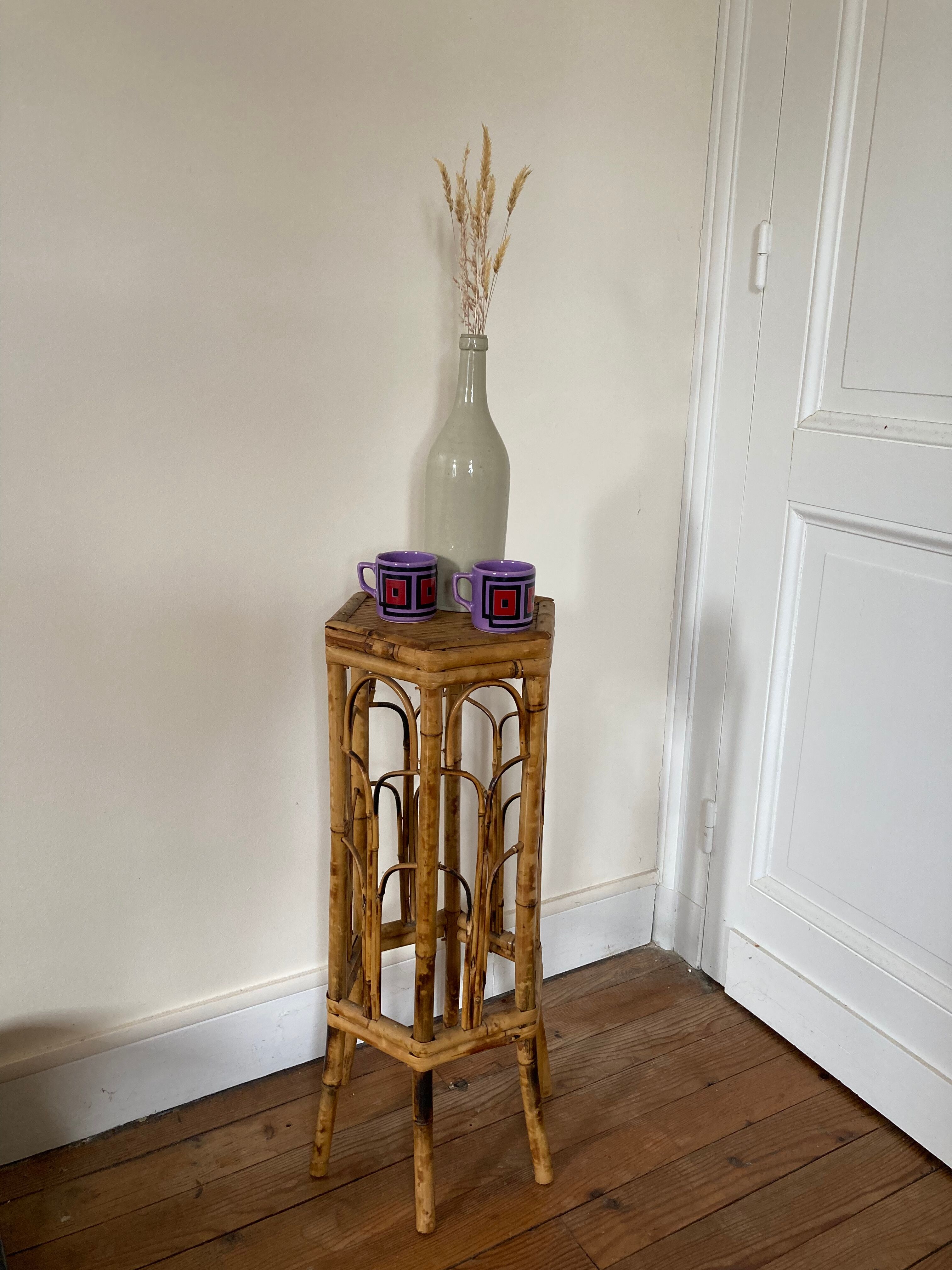 Rattan harness / bamboo console high table