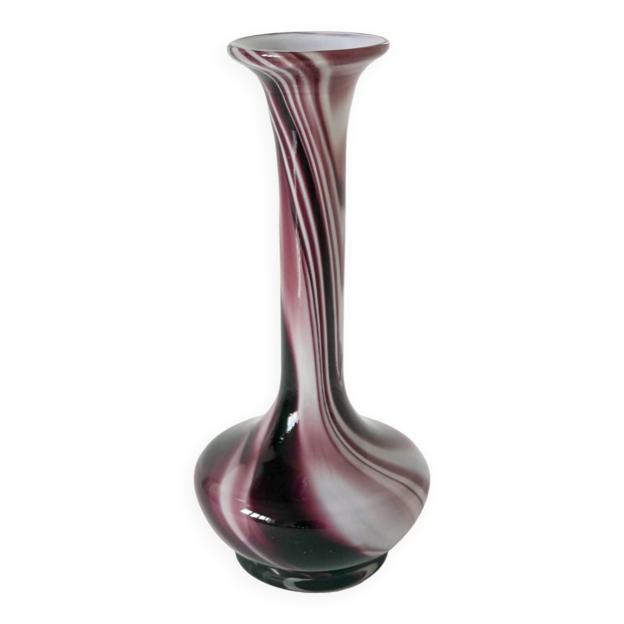 large vase in purple and white opaline Murano style 1960