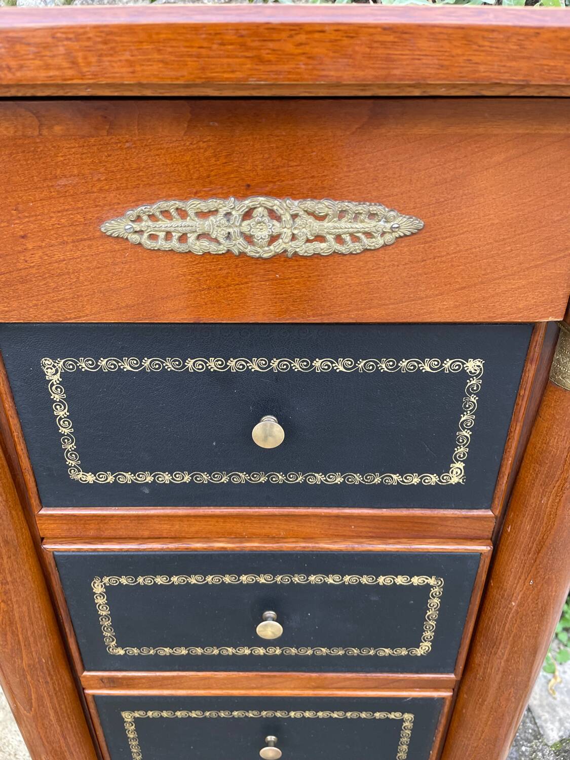 Small empire style solid mahogany writing chest of drawers