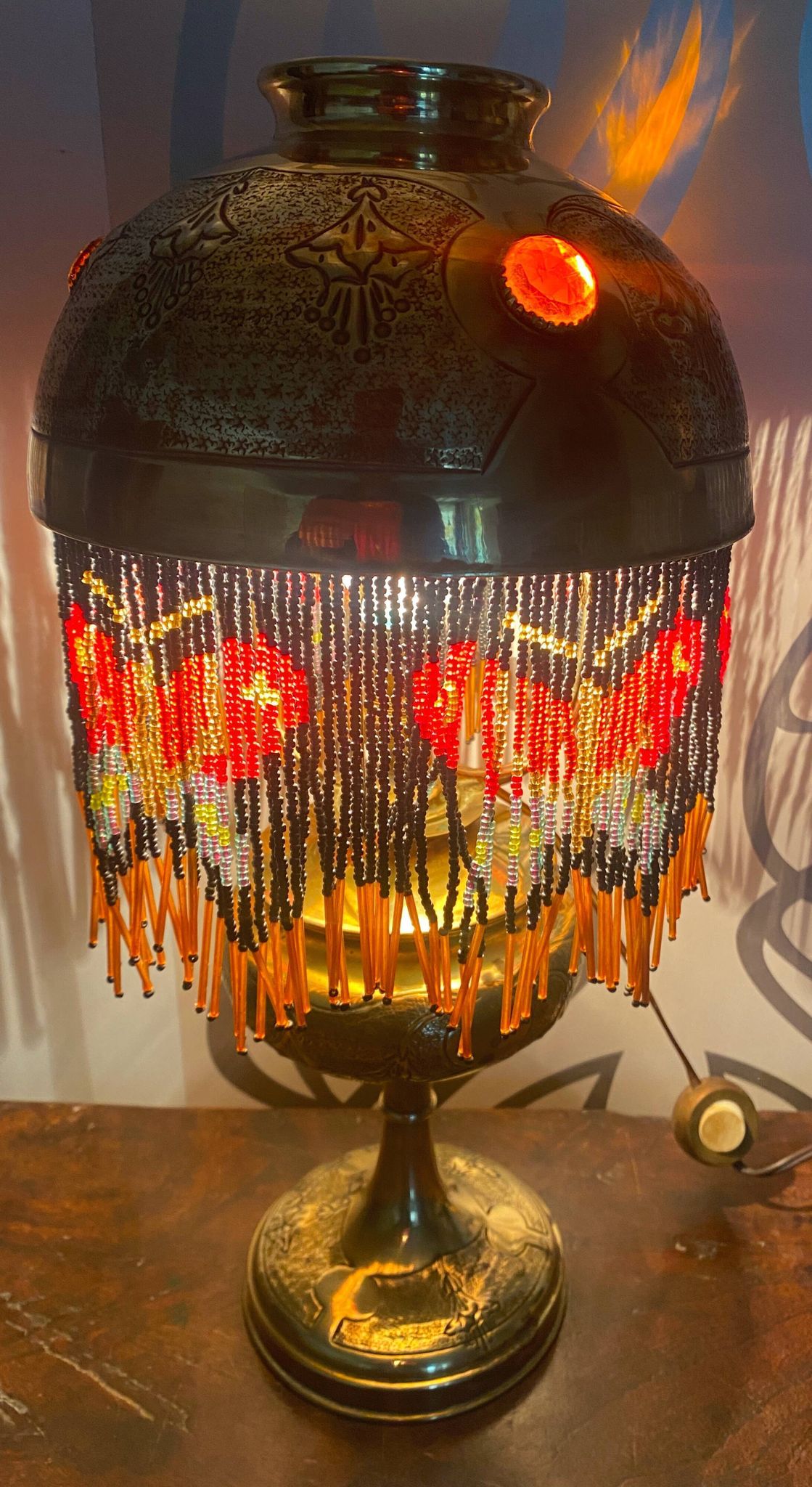 Parisian Lamp Art Nouveau Grapevines and Cabochons 1900 Belle Epoque