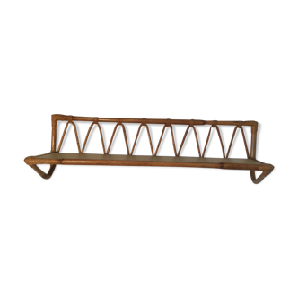 Vintage rattan and bamboo shelf
