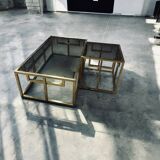 Tables laiton et verre Jean Lefevre