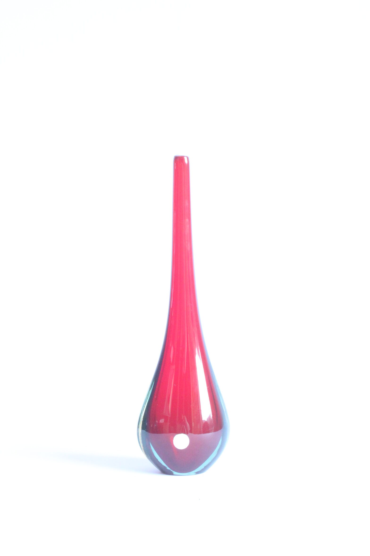 Sommerso drop vase in red and blue, Murano 1950s.