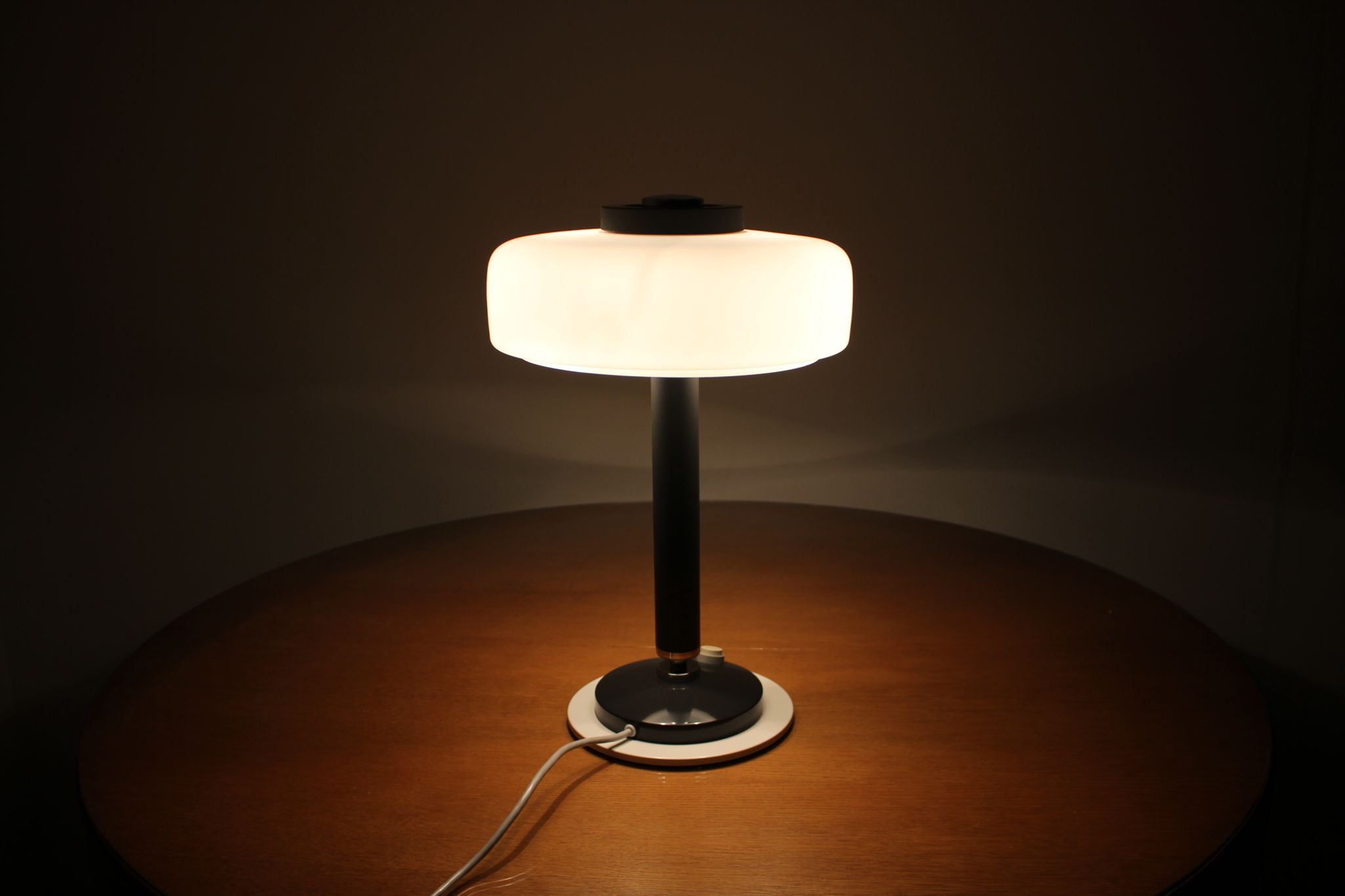 Mid-century rare black & white table lamp/ Napako, 1960's