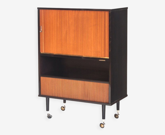 Meuble Hi-Fi vintage Idéal comme meuble bar avec porte coulissante - France, années 60