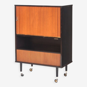 Old vintage Hi-Fi furniture. Ideal as bar cabinet with sliding door - France, 60s