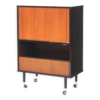 Old vintage Hi-Fi furniture. Ideal as bar cabinet with sliding door - France, 60s