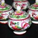 Set of 6 antique earthenware cream pots at the Coq Faïencerie de l'Est