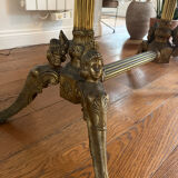 Coffee table Green marble and brass