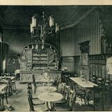 2 bistro chairs from 1905 by KOHN No. 187, wooden seats with 5 fleur-de-lis motifs