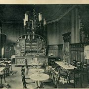 2 bistro chairs from 1905 by KOHN No. 187, wooden seats with 5 fleur-de-lis motifs