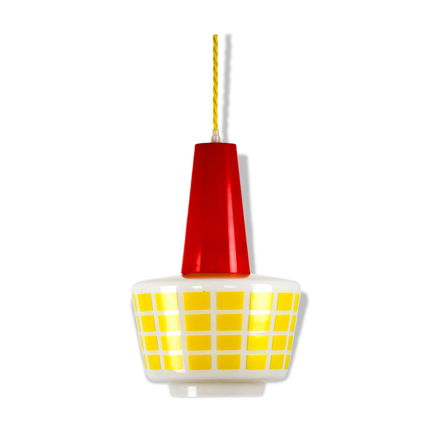 Red and yellow glass pendant lamp