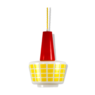 Red and yellow glass pendant lamp