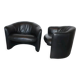 2 armchairs swann black leather