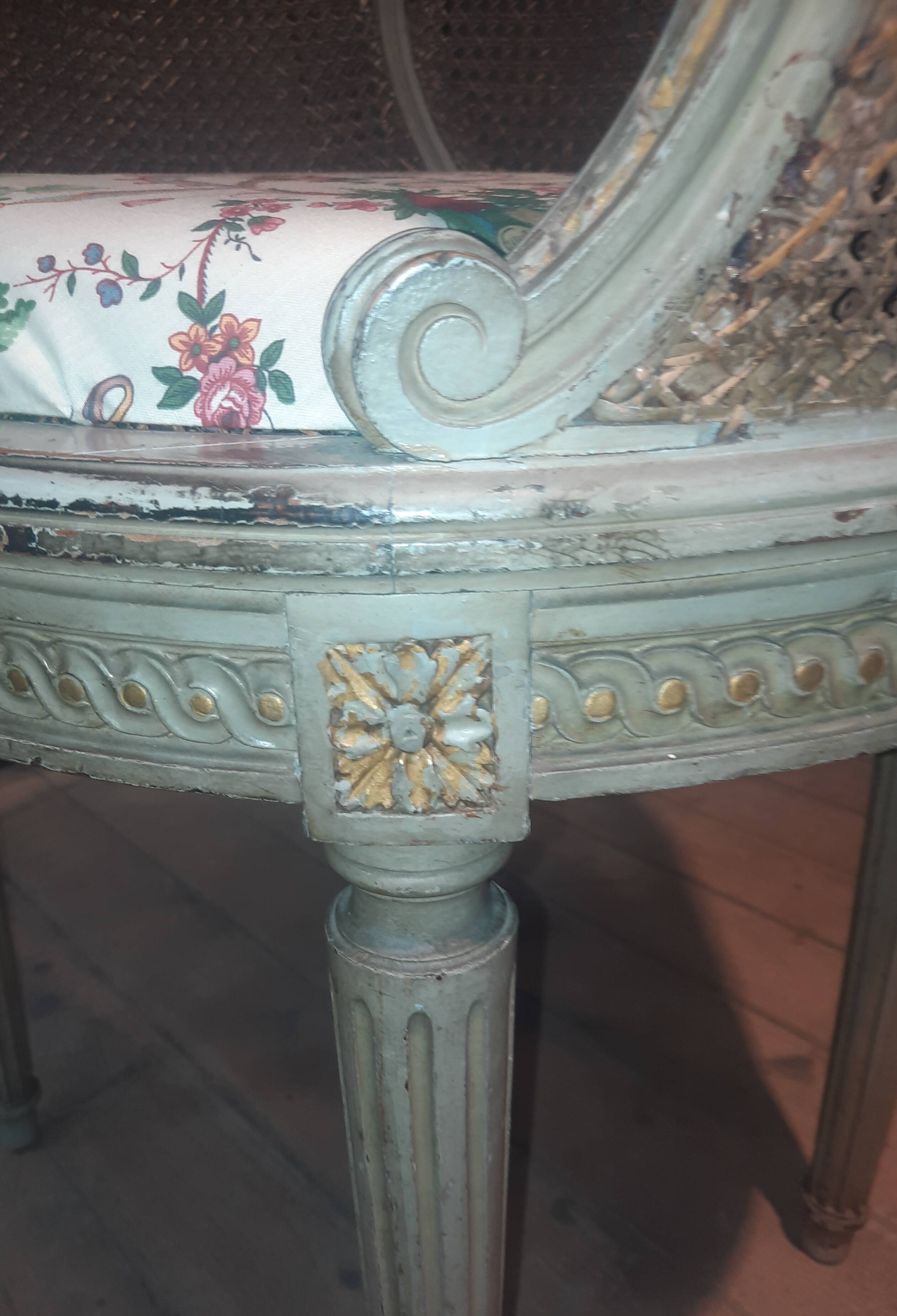 Caned armchair in Louis XVI style
