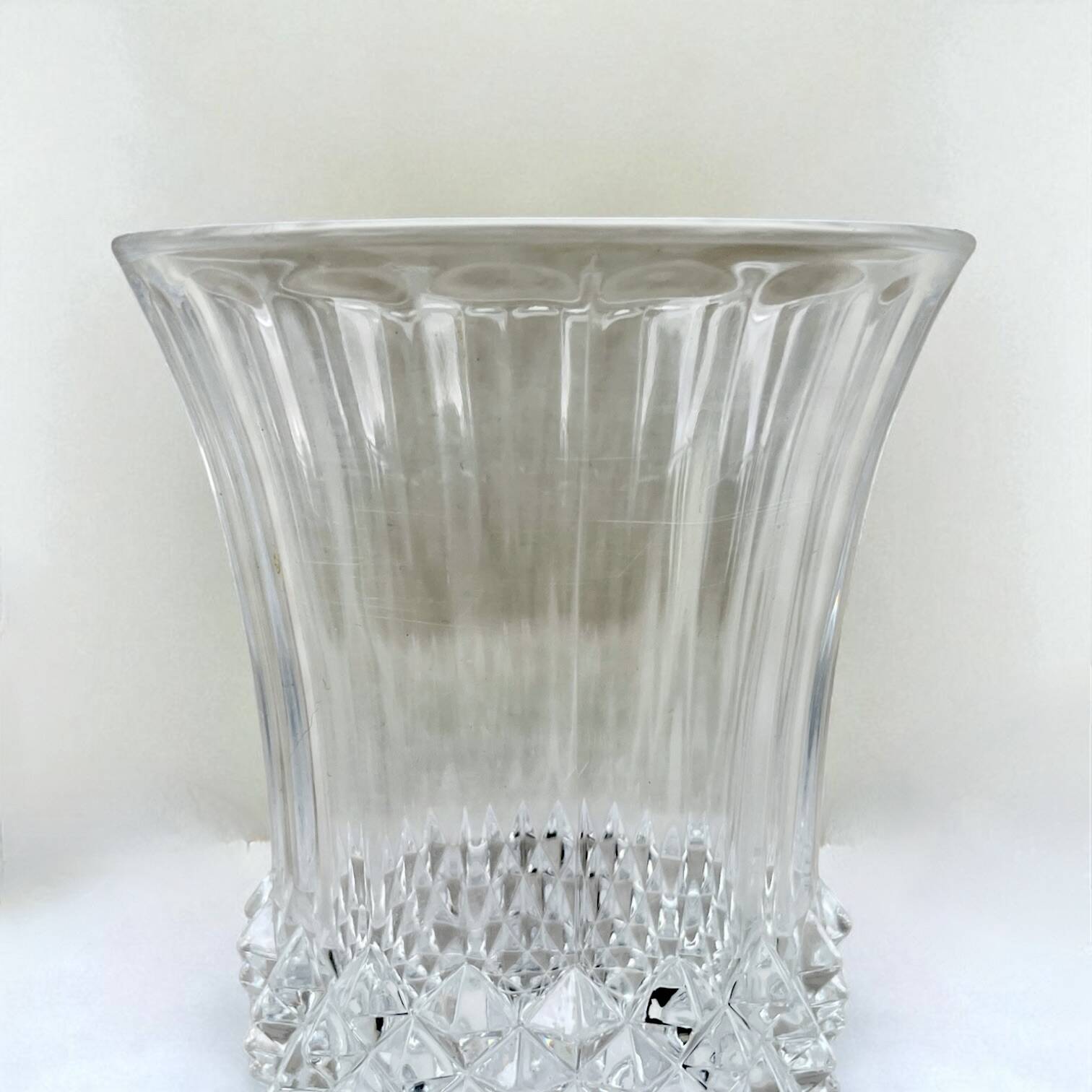 Arques crystal vase with diamond point pattern 60s 70s crystal vase