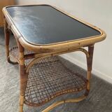 Vintage coffee table from the 50s in rattan