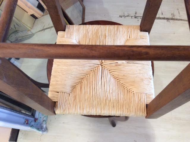 Wooden and straw stool