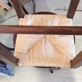 Wooden and straw stool