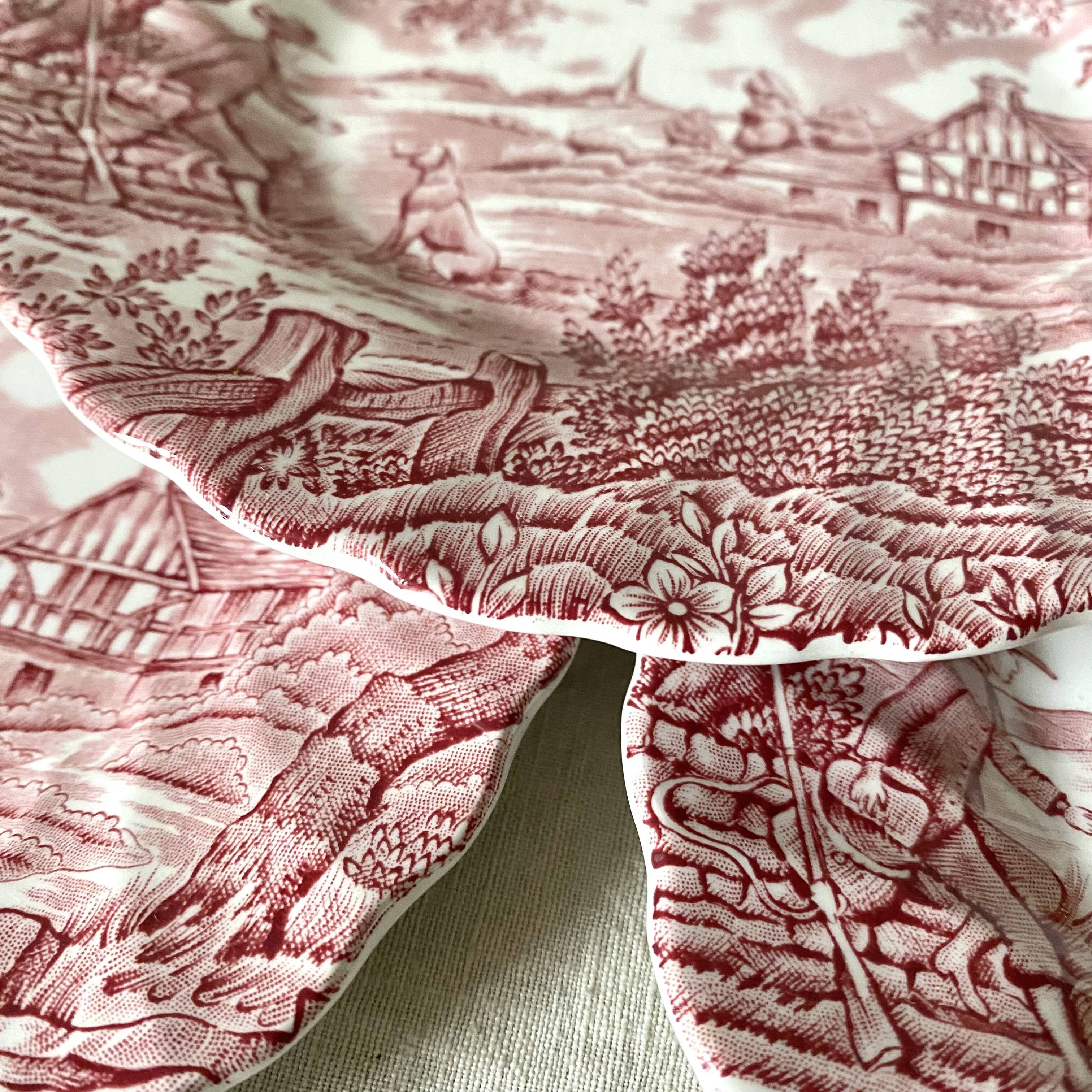 English porcelain dessert plates "the hunter" by Myott
