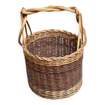 Panier vintage en rotin et osier