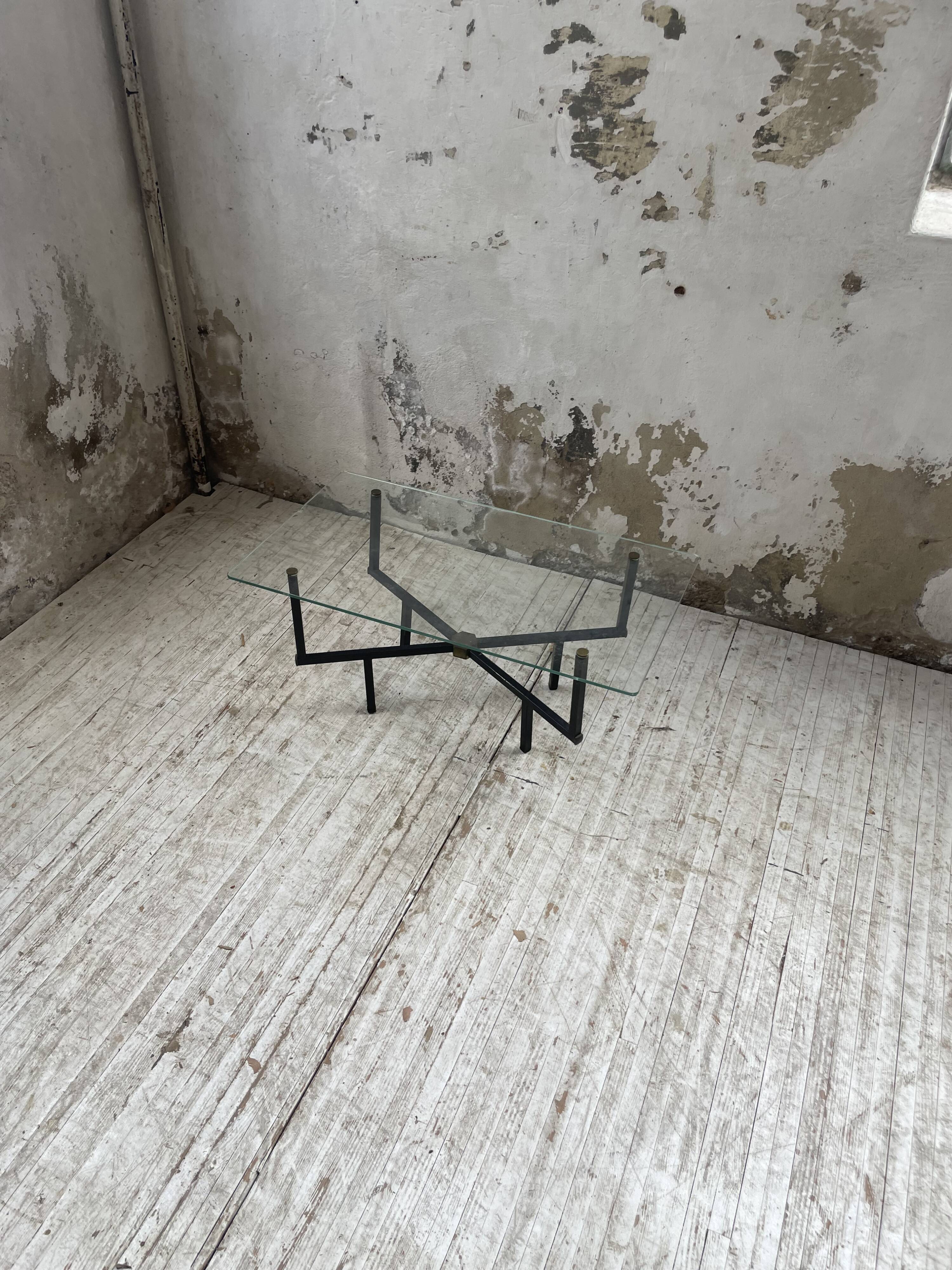 60s glass coffee table