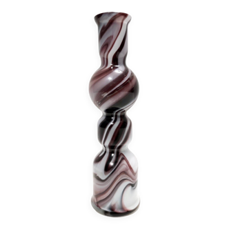 Vase postmoderne en verre de Murano violet et blanc « Wave » par Carlo Moretti, Italie