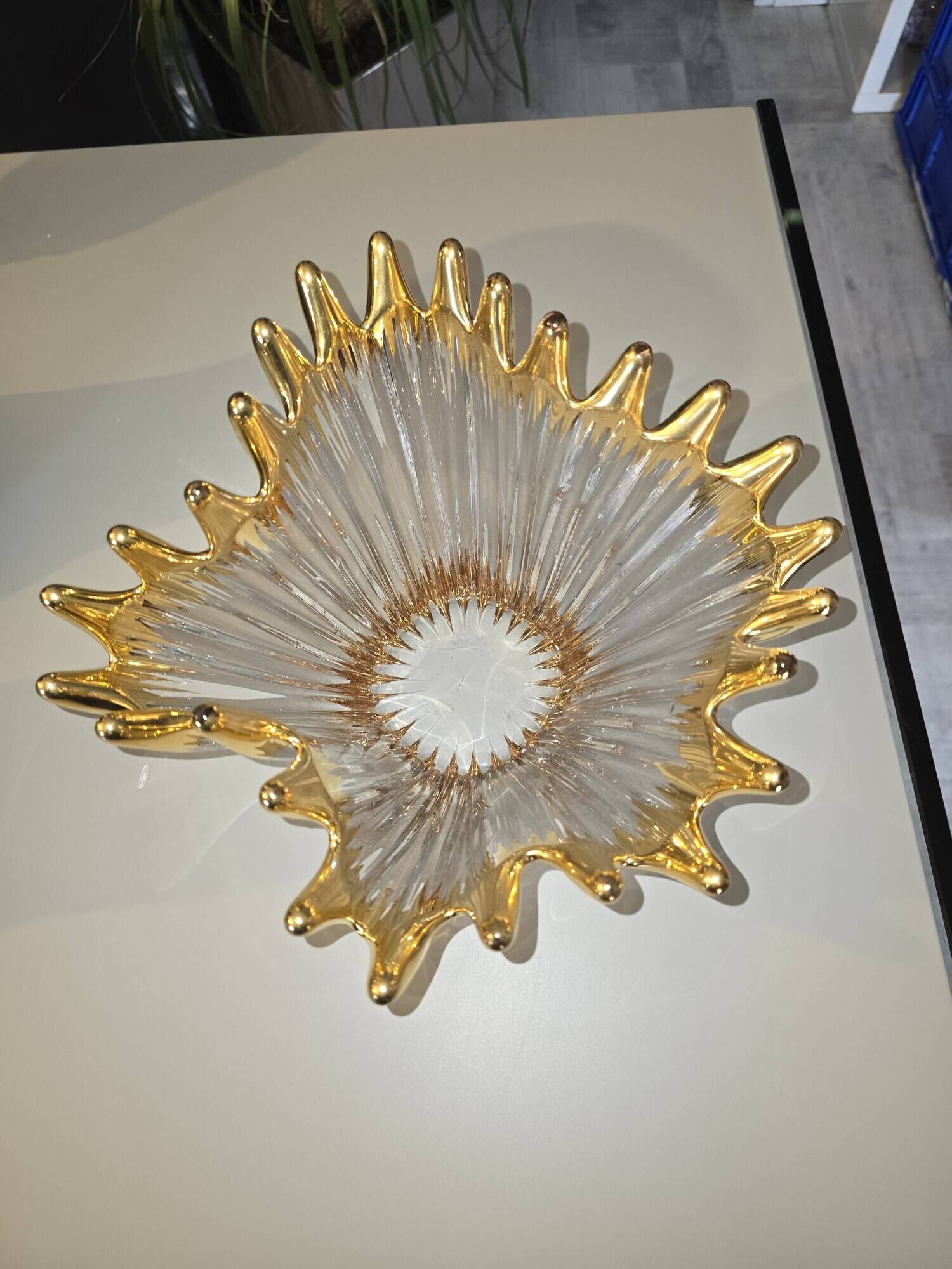 Free-form crystal bowl with fine gold gilding – Vintage 1950s/1960s