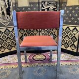 Suite of 4 velvet and chrome chairs 1970
