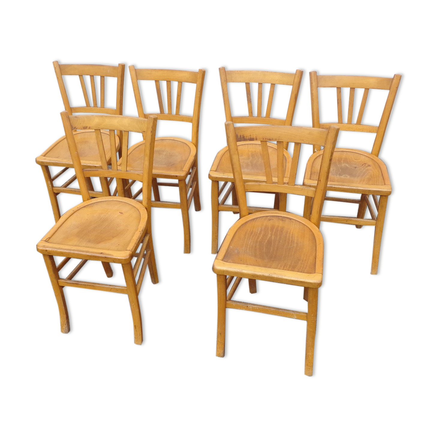 6 varnished bistro chairs