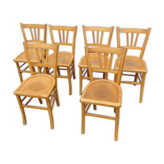 6 varnished bistro chairs
