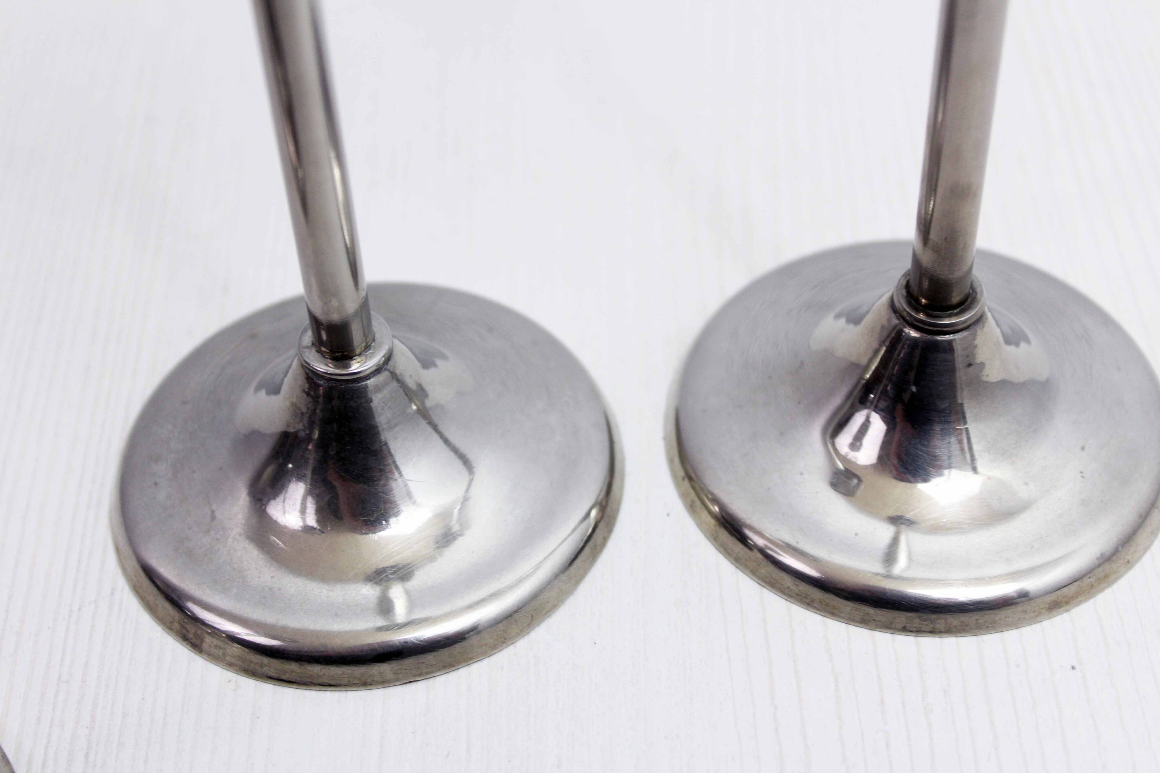 Set of 3 silver metal candle holders