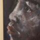 Peinture sur papier représentant une fille africaine, Weyne, 66 x 56 cm