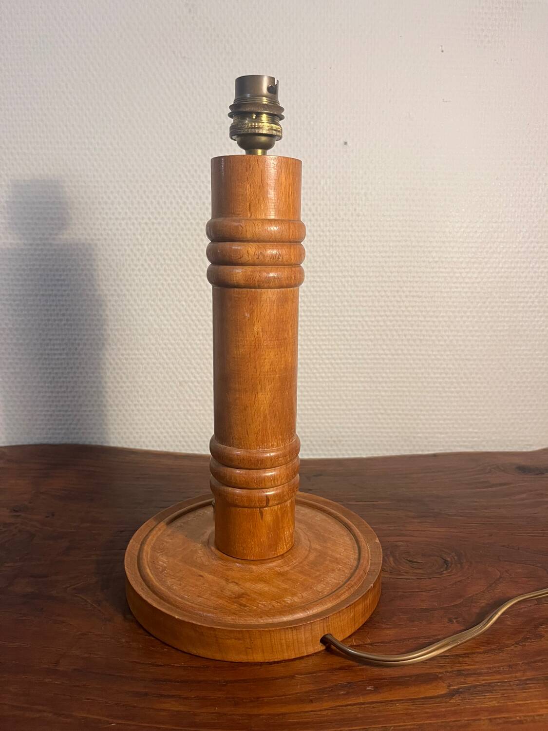 Solid wood table lamp base from the 60s