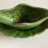 Glazed clay sauce with neoclassical festoons Aegitna Vallauris 1950