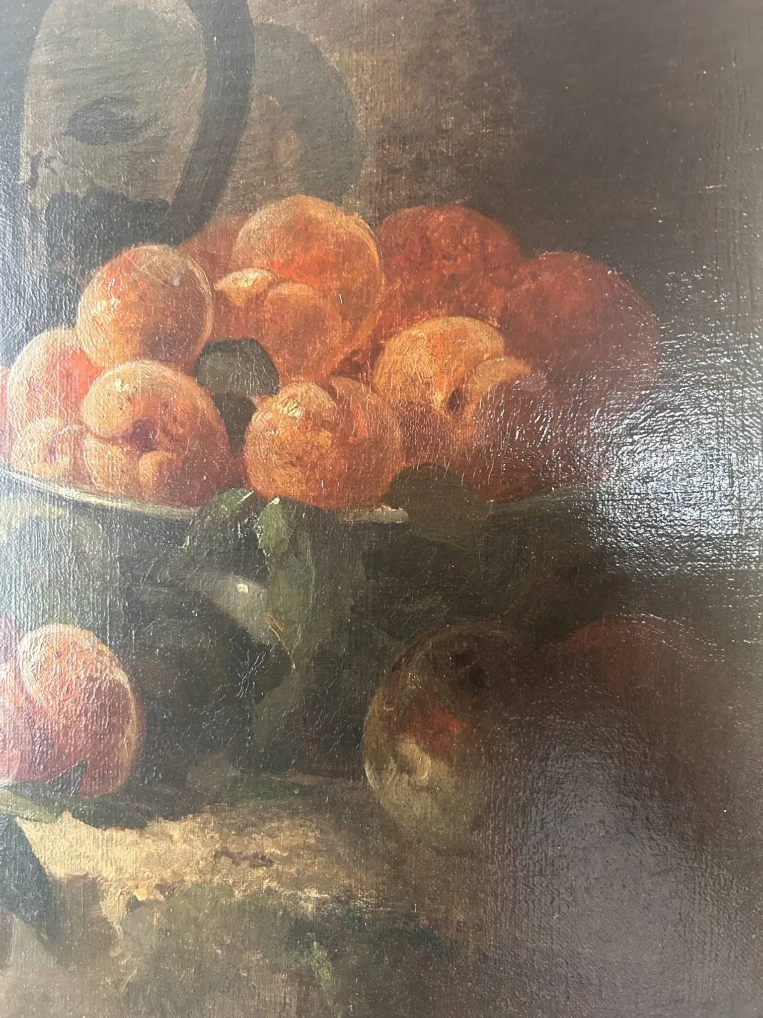 Large still life with fruits from the 19th century – oil on canvas and gilded frame – in superb condition