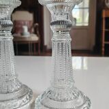 Pair of molded pressed glass candlesticks