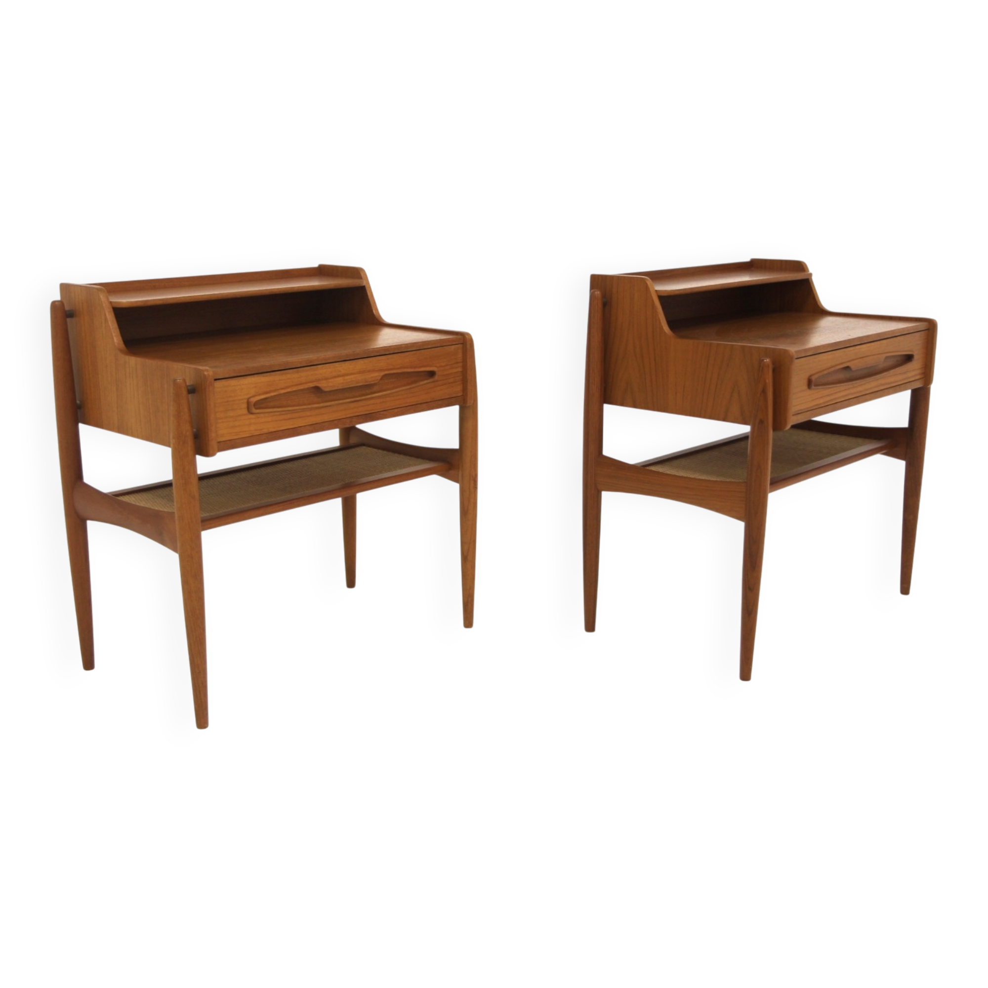Set of 2 Scandinavian teak bedside tables, Sävjö, Sweden, 1950.