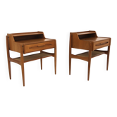 Set of 2 Scandinavian teak bedside tables, Sävjö, Sweden, 1950.