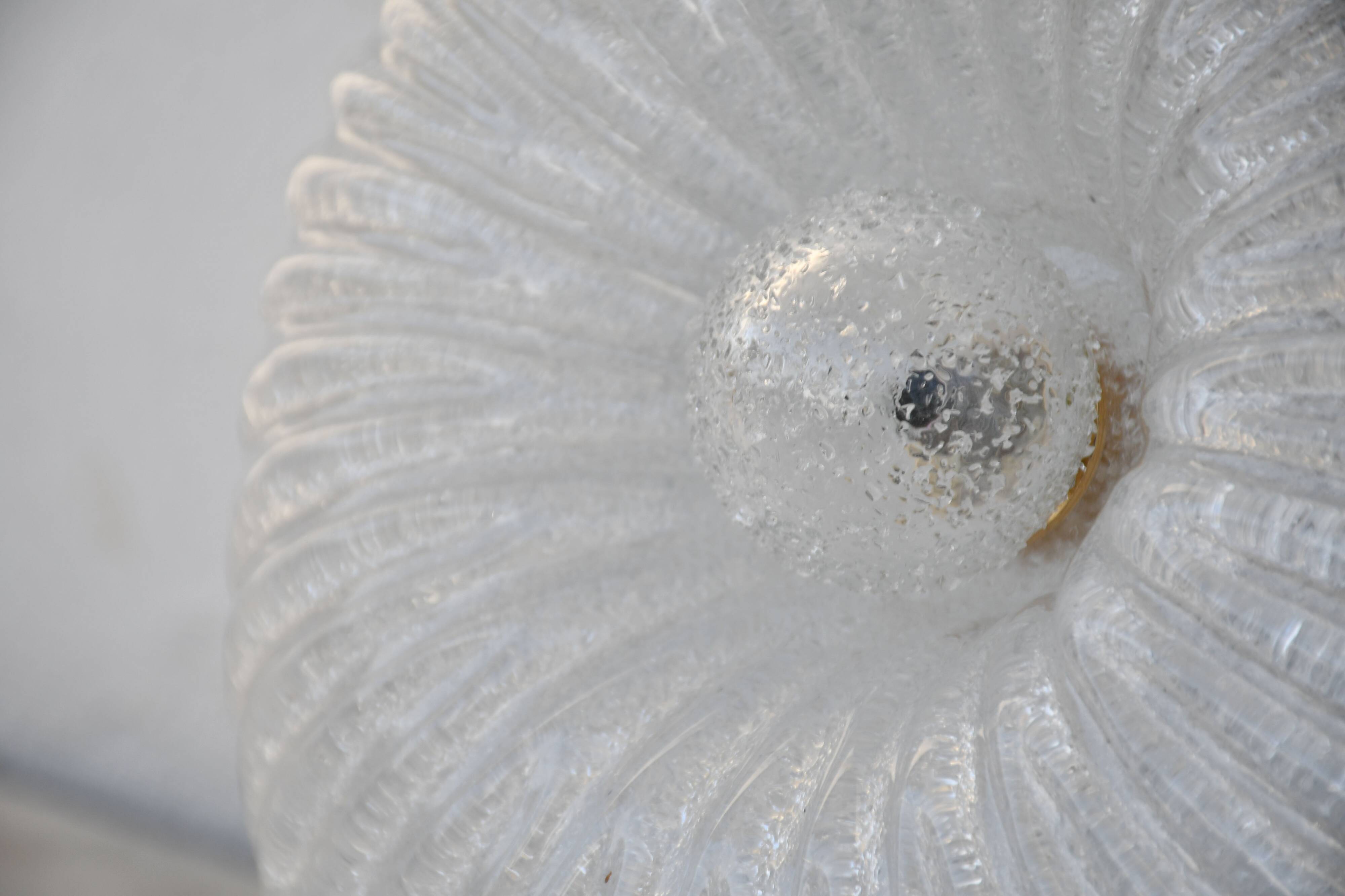 Italian midcentury Murano glass flush mount light Barovier style, 1970s